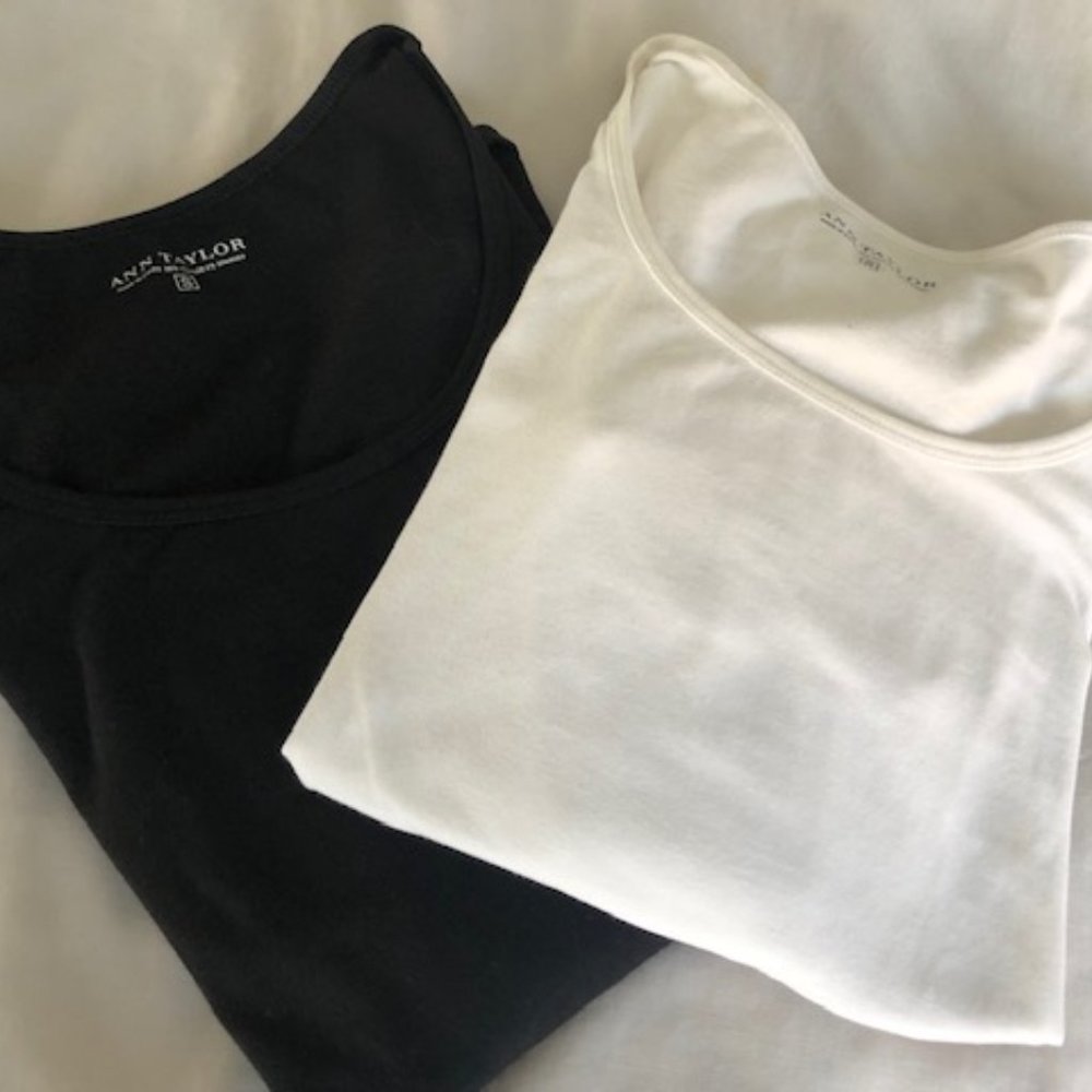 Ann Taylor Long Sleeve shirts -2 (one black/one white),  size small